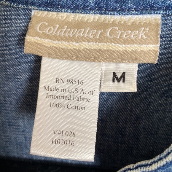 Coldwater Creek Patchwork denim jacket Womens M Overshirt Barn chore Tunic - Picture 14 of 14